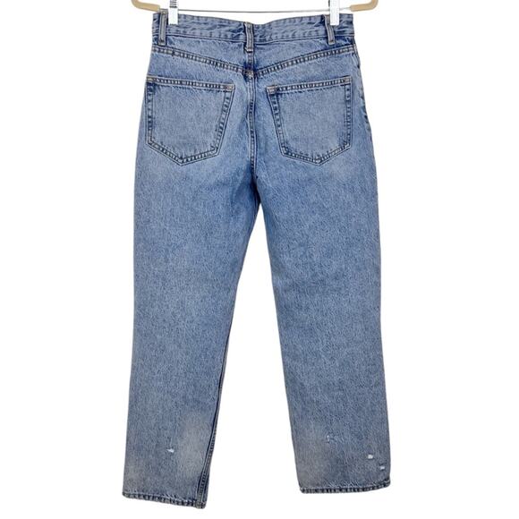 Zara High Rise Distressed Straight Jeans 6 Ripped Acid Wash Blogger Favorite - Picture 5 of 5